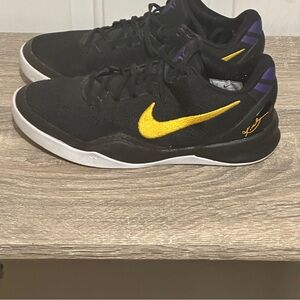 Nike Kobe 8 Protro 'LA Lakers' Black Sneakers, Size 6 / 7.5W FN0266-002 NO BOX‎